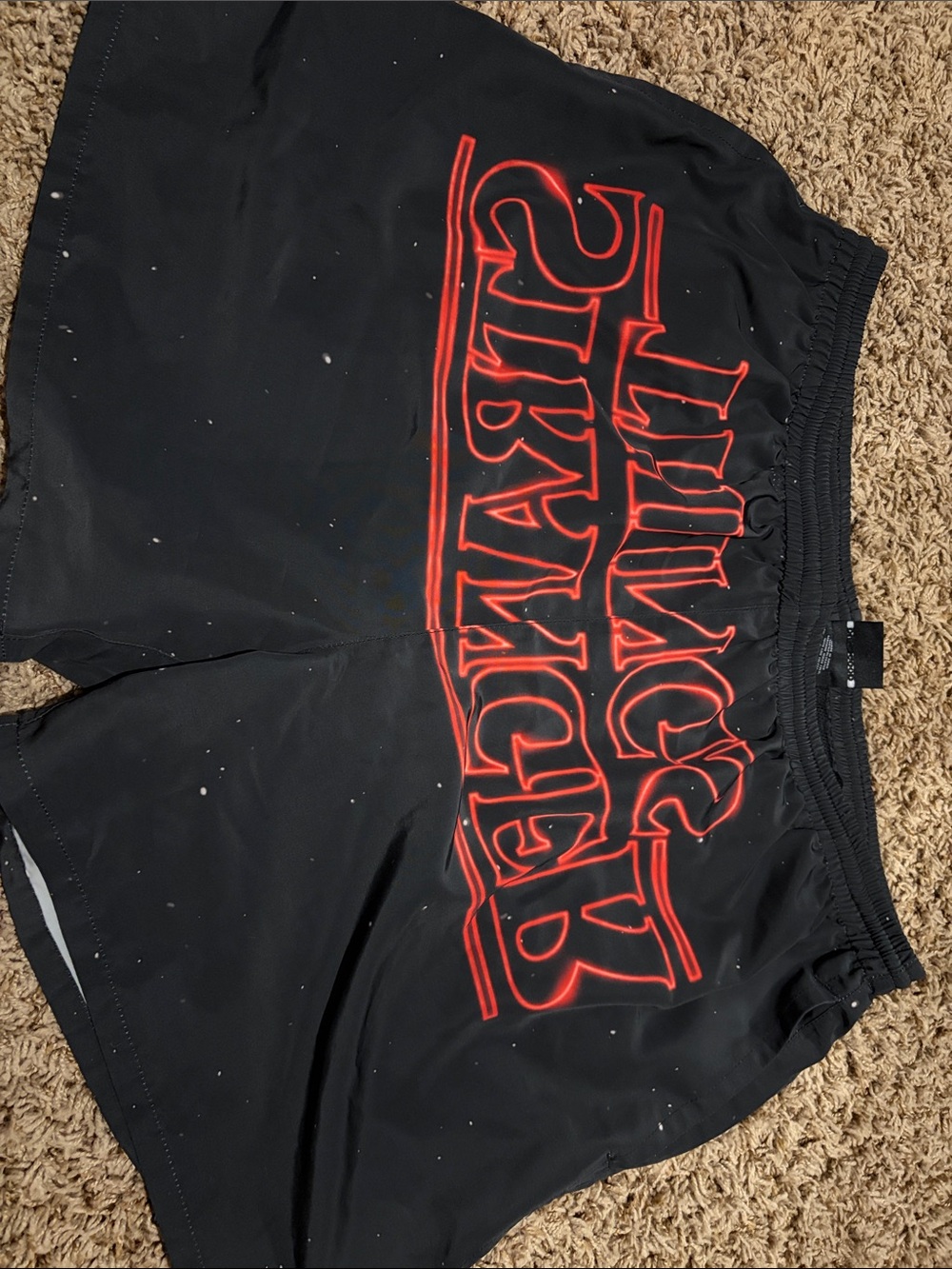 Black Men's Athletic Shorts with Red Graphic
